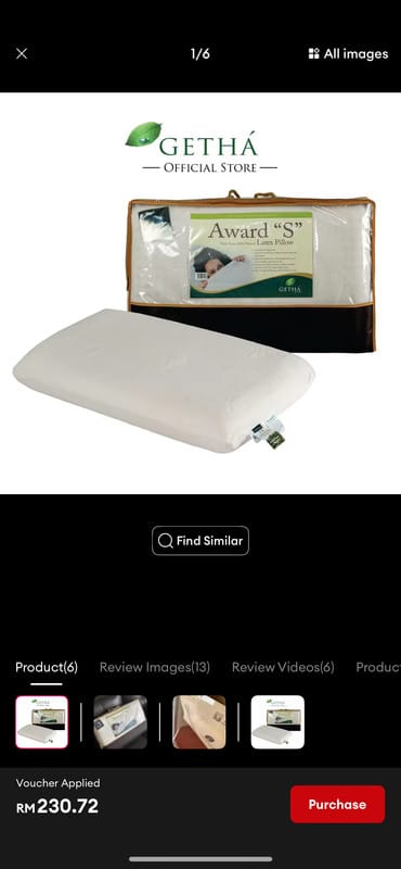 Customer photo review of Getha Award S Latex Pillow