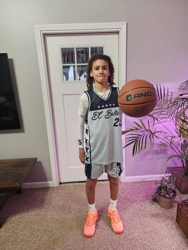 Customer photo review of Custom Navy White Double Side Tops Men/Boy Basketball Jersey