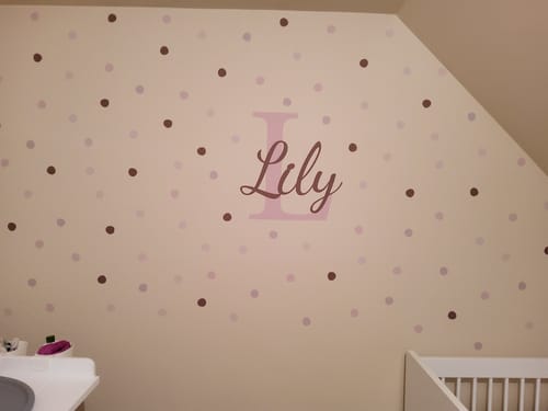 Customer photo review of Custom name with Polka Dots