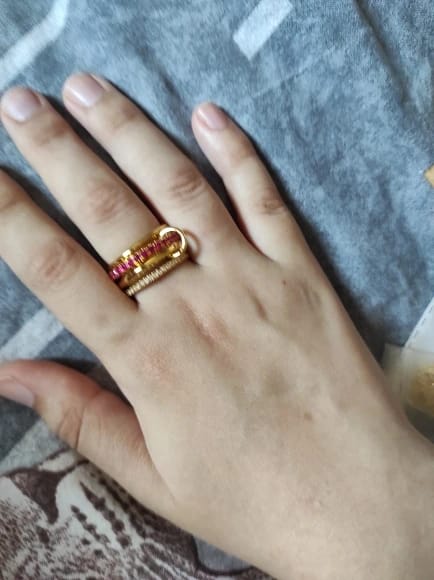 Customer photo review of Astrid Fiery Red Stacked Ring