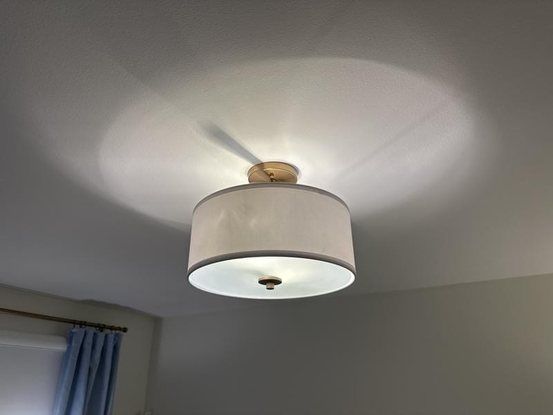 Customer photo review of Scandinavian 2-Light Linen Shade Drum Semi Flush Mount