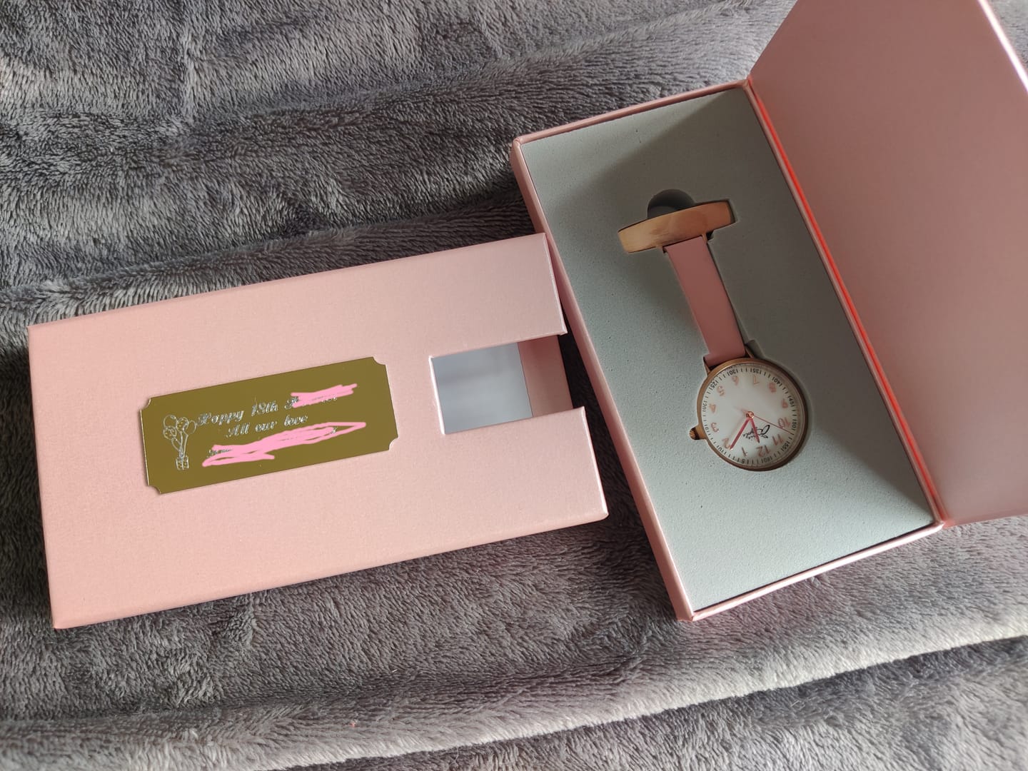Customer photo review of Meraki Mother of Pearl/Rose Gold/Blush Leather Fob 35