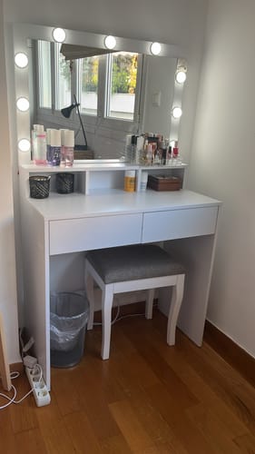 Customer photo review of Τραπέζι Μπουντουάρ Μακιγιάζ Μεικαπ Τουαλέτας Κρεβατοκάμαρας Καθρέφτης Λευκό με Φωτισμό LED Ρυθμιζόμενη Φωτεινότητα RD-TB35120T10