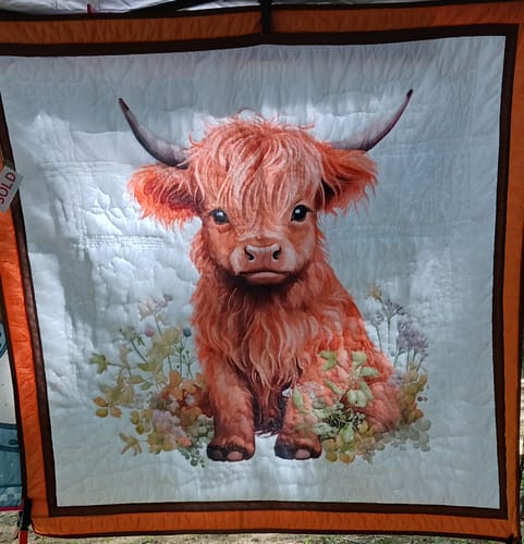 Customer photo review of Christmas Highland Cow & Plants #5 Fabric Panel