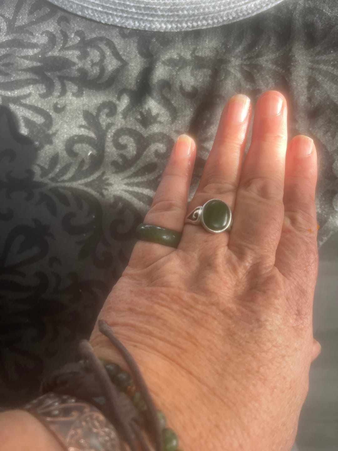 Customer photo review of Wide Greenstone Ring