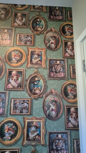 Customer photo review of Regal Beasts - Whimsical Animal Wallpaper - Sage