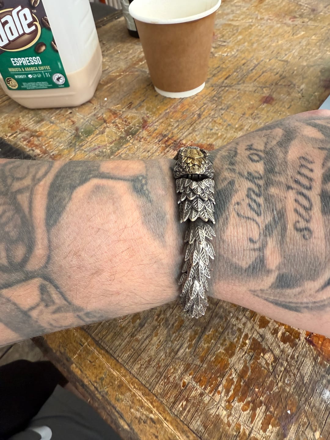 Customer photo review of JÖRMUNGANDR - The World Serpent Bracelet | Handcrafted Stainless Steel Viking Jewelry