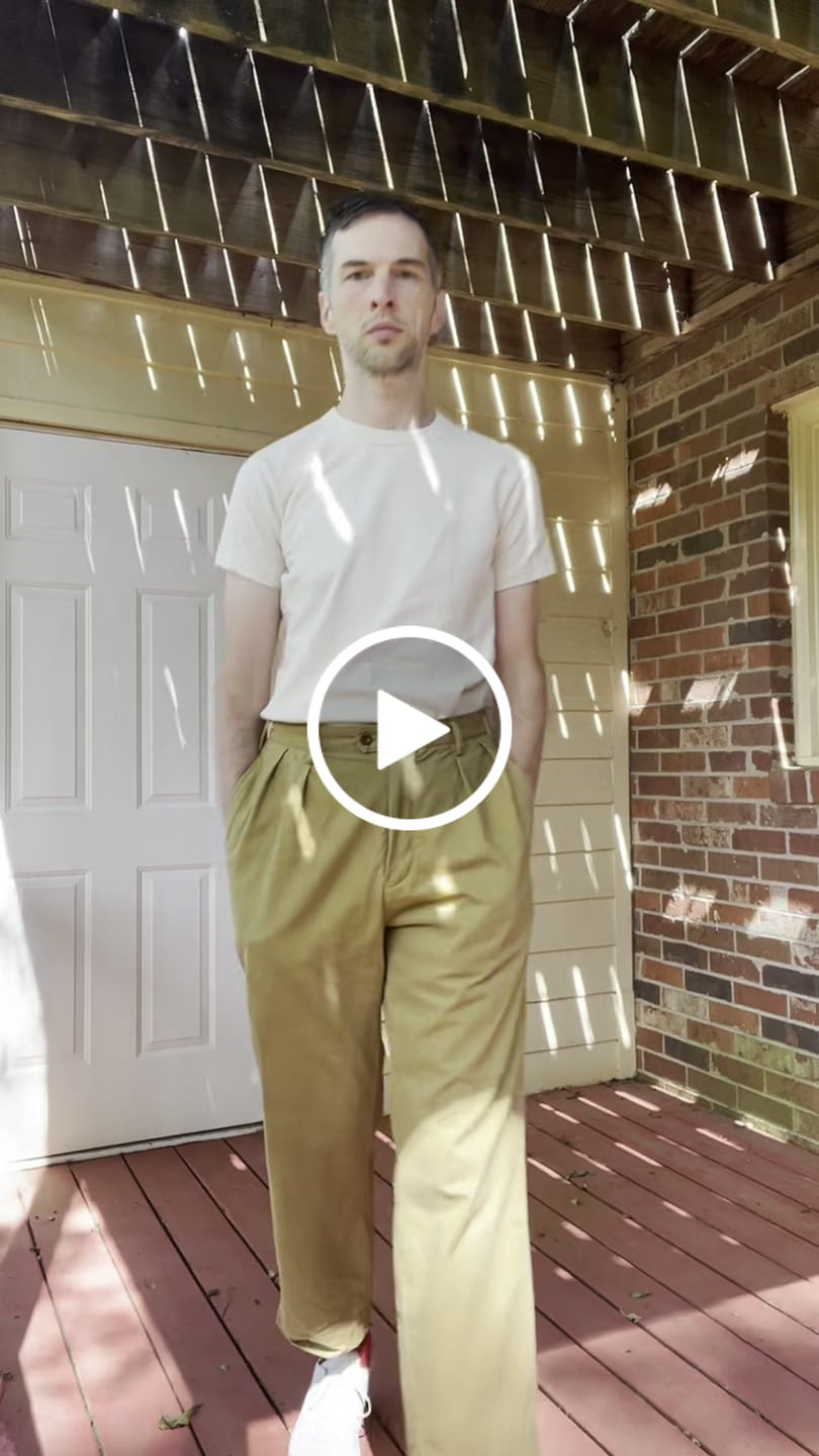 Customer video review of 1930s IVY Style Double Pleated Chino Trousers - Yellow