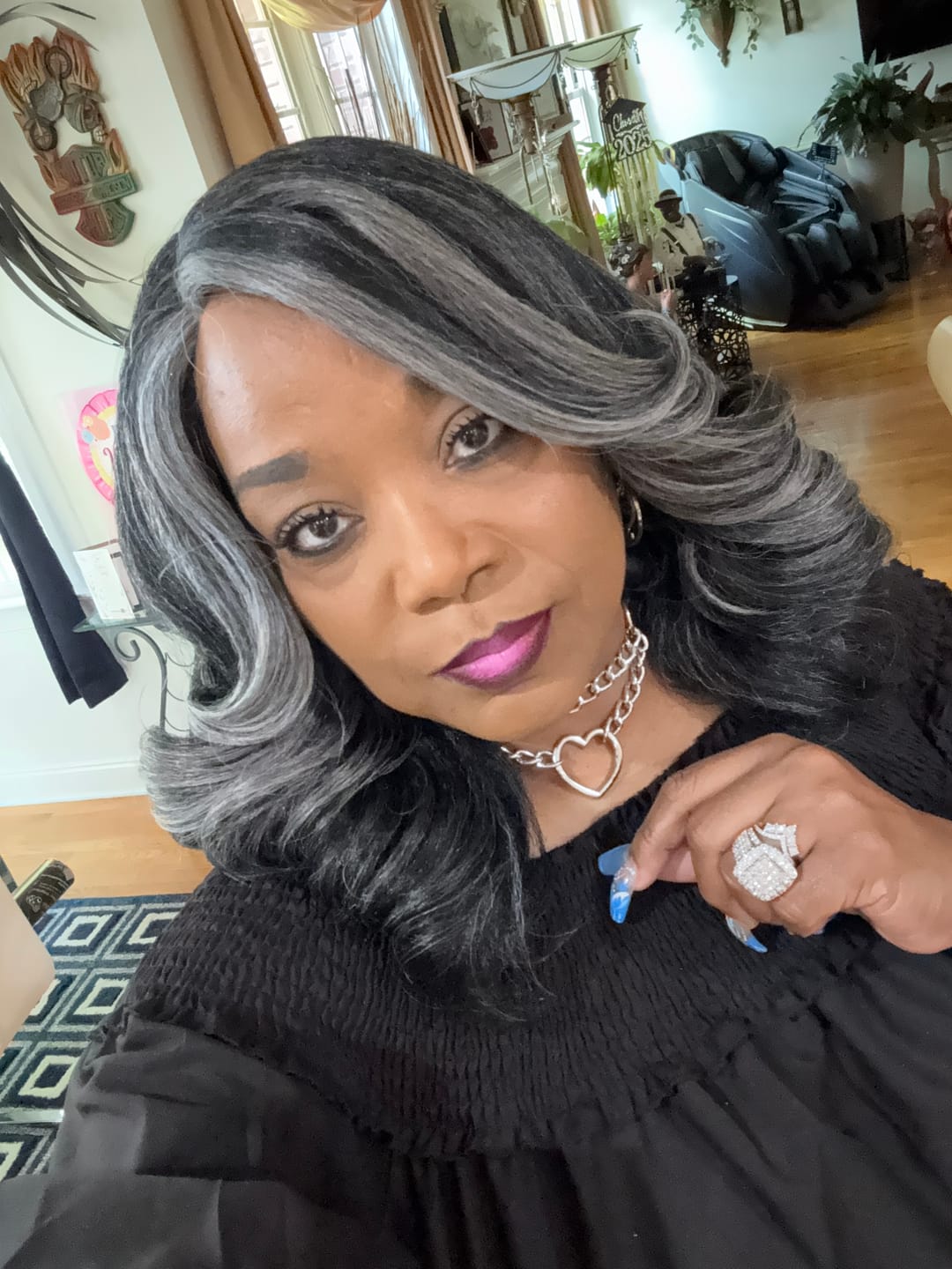 Customer photo review of Sensationnel Dashly Salt & Pepper 4" Deep Part HD Lace Front Wig - SP LACE UNIT 2