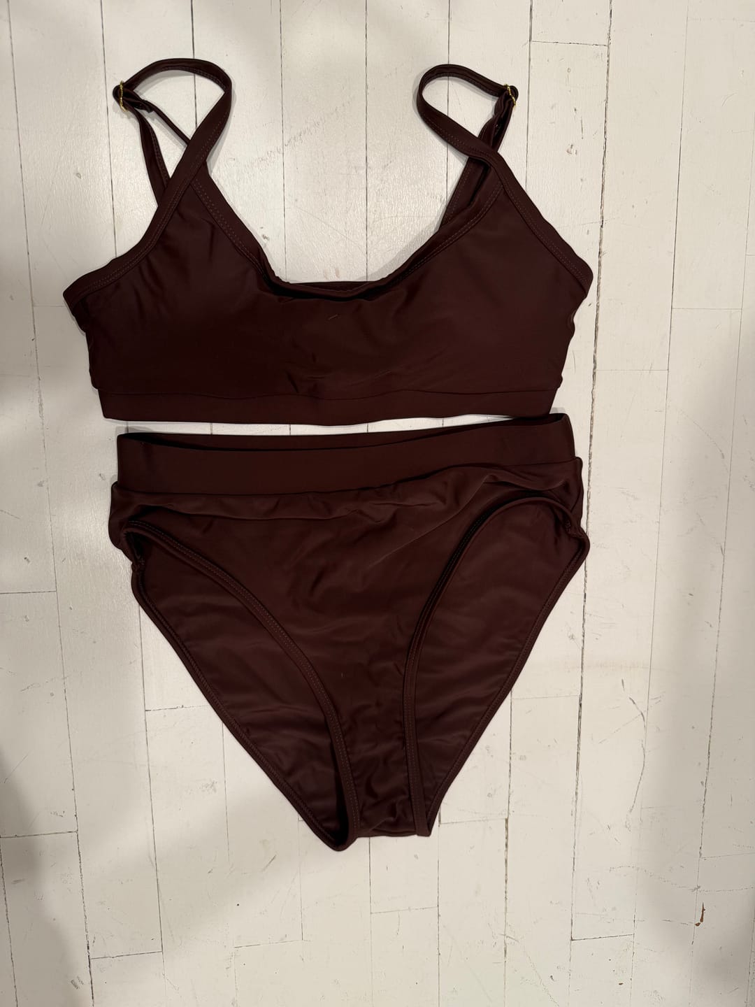Customer photo review of MOLLY Cacao Full Coverage High Rise Bikini Bottom