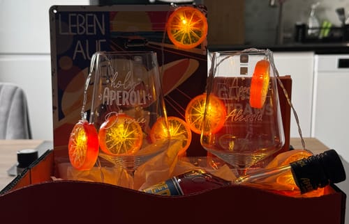 Kundenbewertung mit Foto zu Personalized Aperol Spritz Glass with Engraving - It's Aperol Time - Aperol Gift - Gift for Aperol Lovers - Color: Puccini, Personalization: Wunschname: Alessia