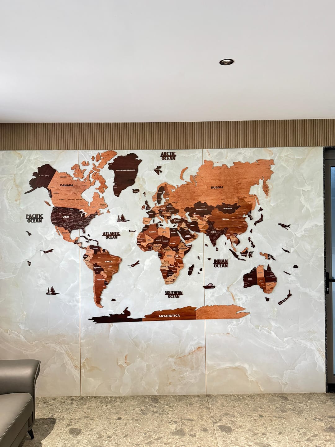 Customer photo review of 3D Wooden Texture Wooden Worldmap