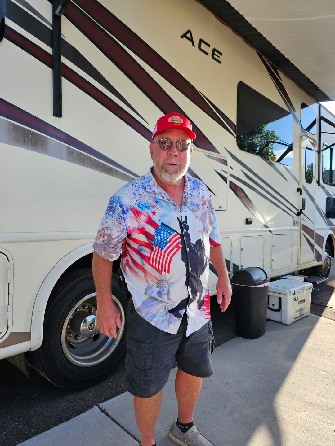 Customer photo review of Independence Day Bigfoot Hawaiian Shirt