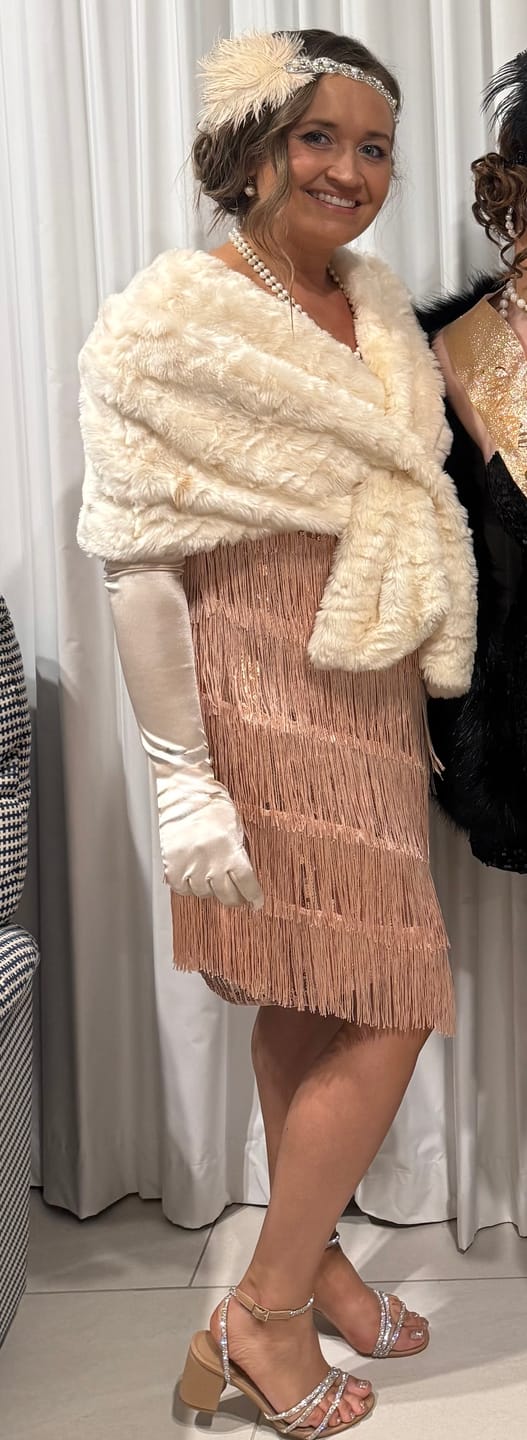 Customer photo review of 1920s Fringe & Sequin Flapper Dress - Rose Gold