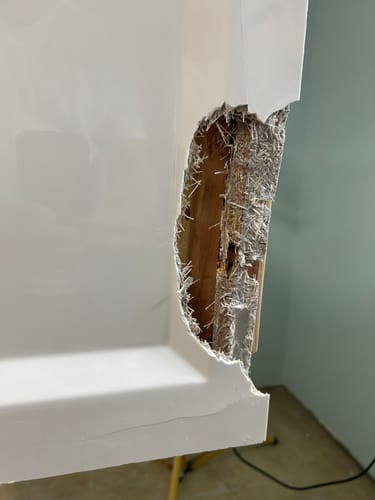 Customer photo review of Large Wall Damage - Tub and Shower Repair Kit