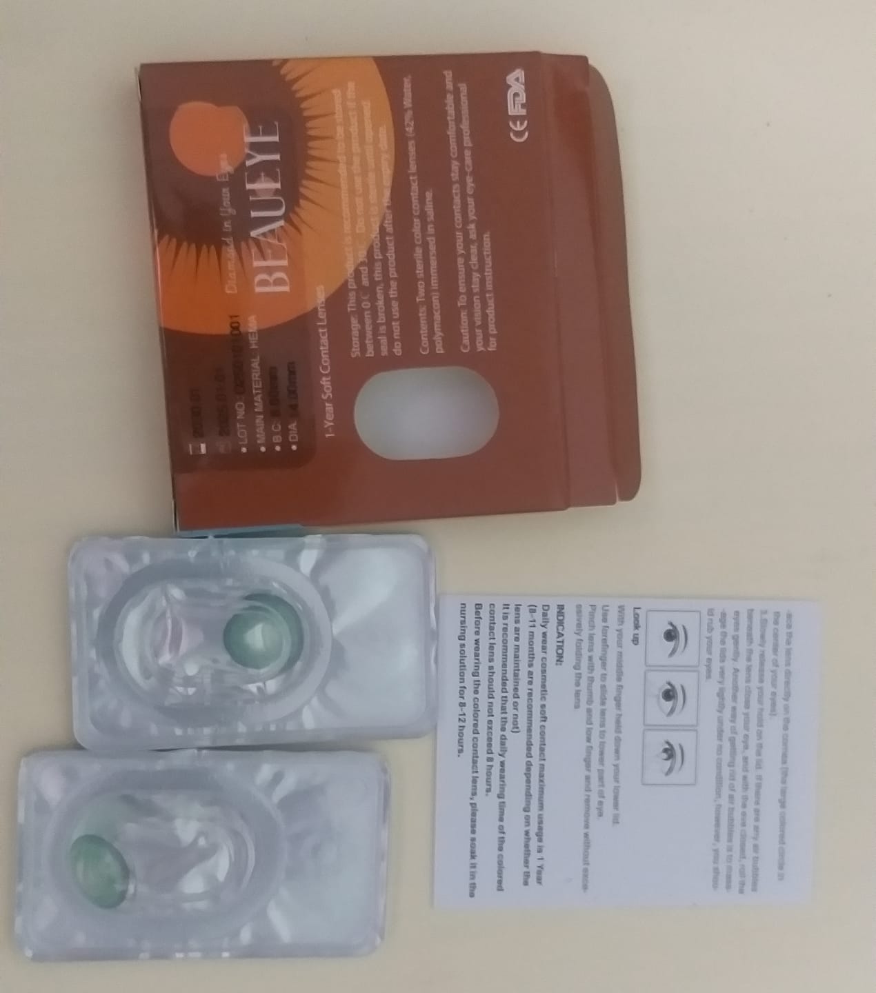 Customer photo review of Himalaya Green Prescription Colored Contact Lenses