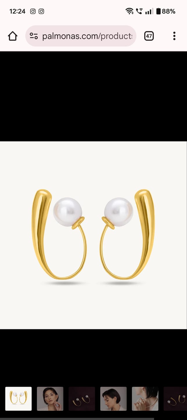 Customer photo review of Pearl Hook Earrings