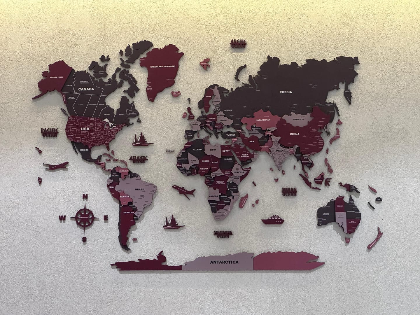 Customer photo review of 3D Americano Wooden World Map for wall