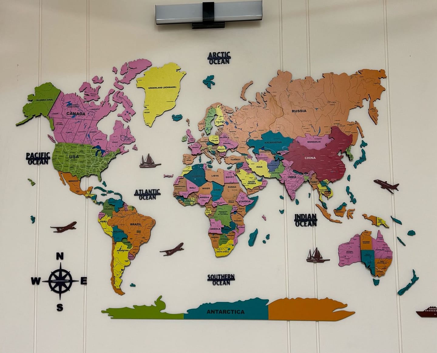 Customer photo review of 3D Colorful Wooden World Map for wall