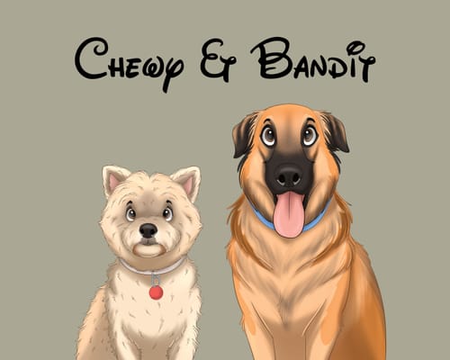 Customer photo review of Custom Hand-Drawn Cartoon Pet Portrait