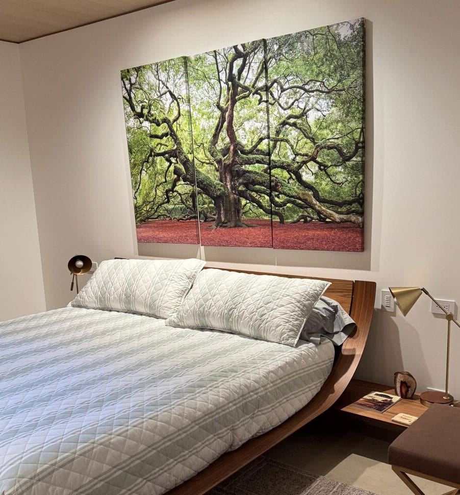 Customer photo review of Framed Angel Oak Tree Wall Art - 3-Panel Canvas Prints, Large Green Nature Artwork, Ready to Hang Home Decor for Living Room, Office,