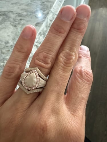 Customer photo review of Pear Silicone Ring with Metal Frame & Stones – Includes 2 Stackable Bands | Patented Design by Rinfit
