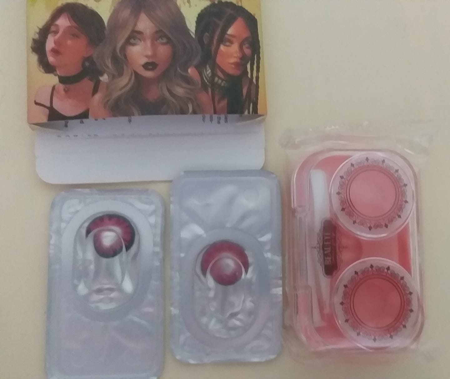 Customer photo review of Halloween Miracle Wine-red Prescription Colored Contact Lenses