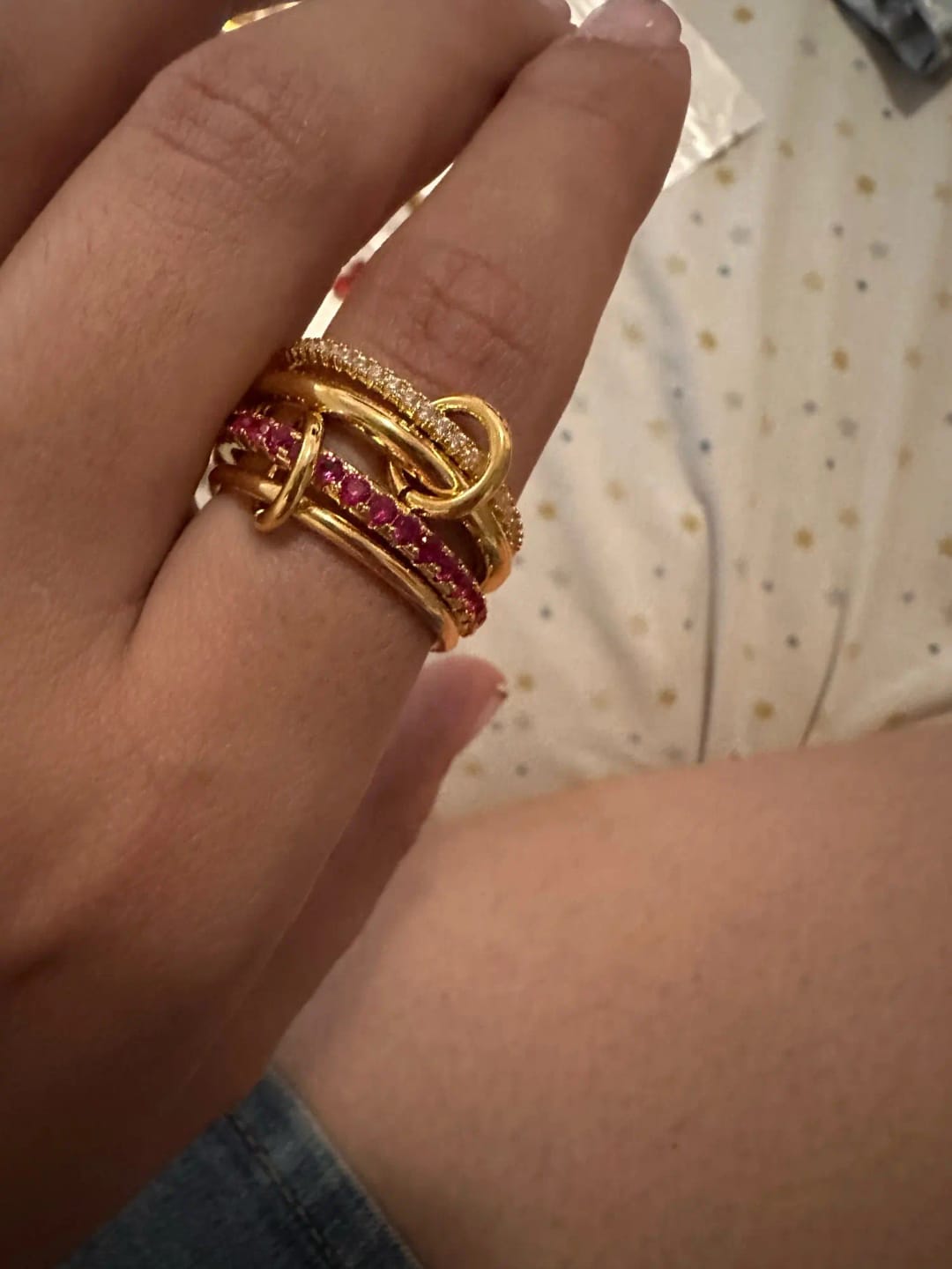 Customer photo review of Astrid Fiery Red Stacked Ring