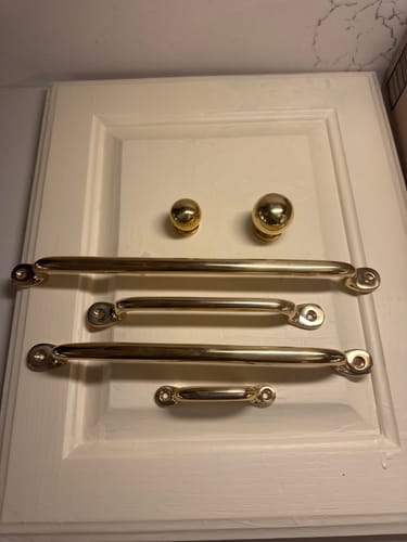 Customer photo review of Serene Cabinet Pulls - Unlacquered Brass Polished