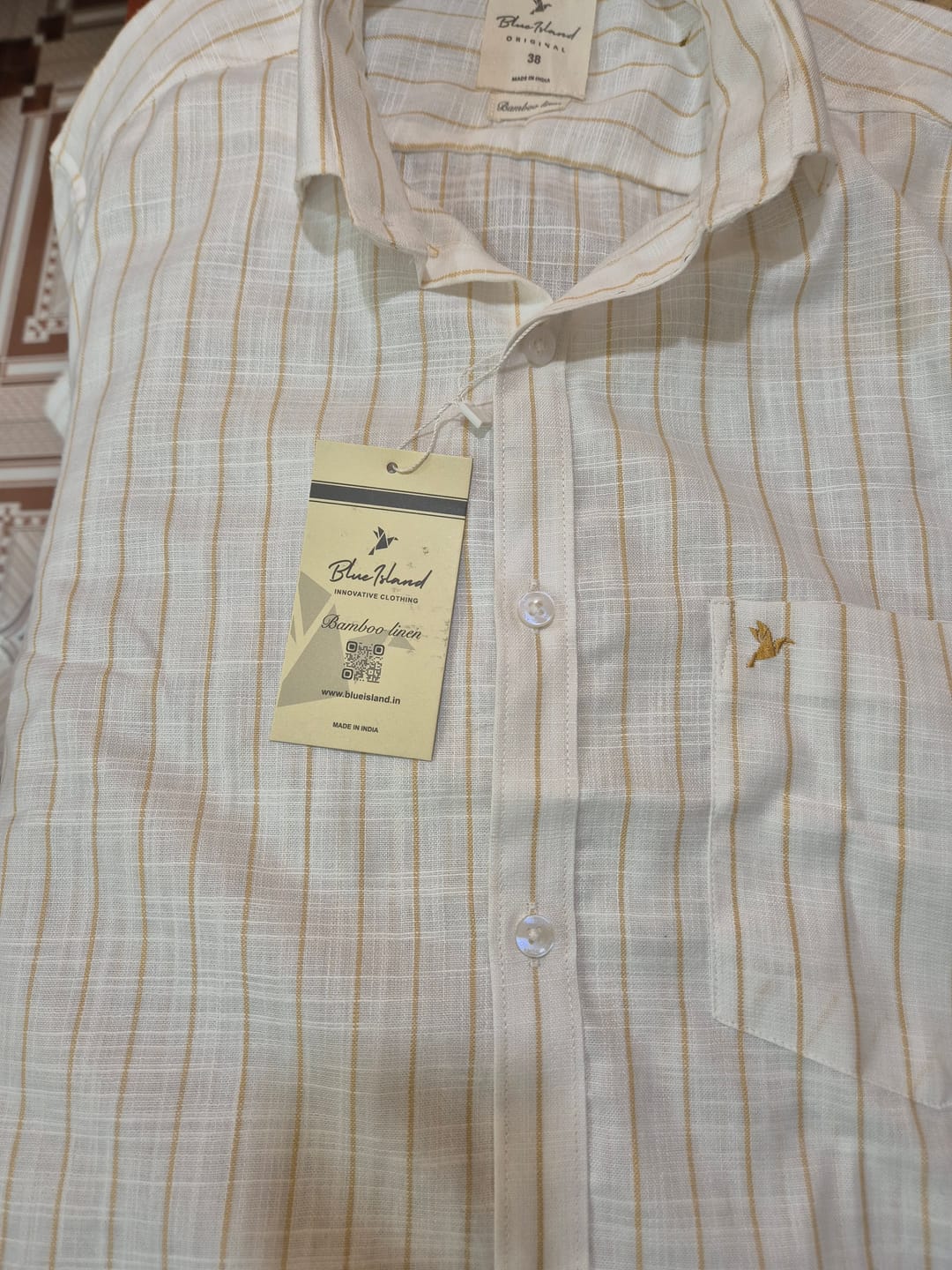 Customer photo review of Golden White Stripes -Full-Bamboo Linen