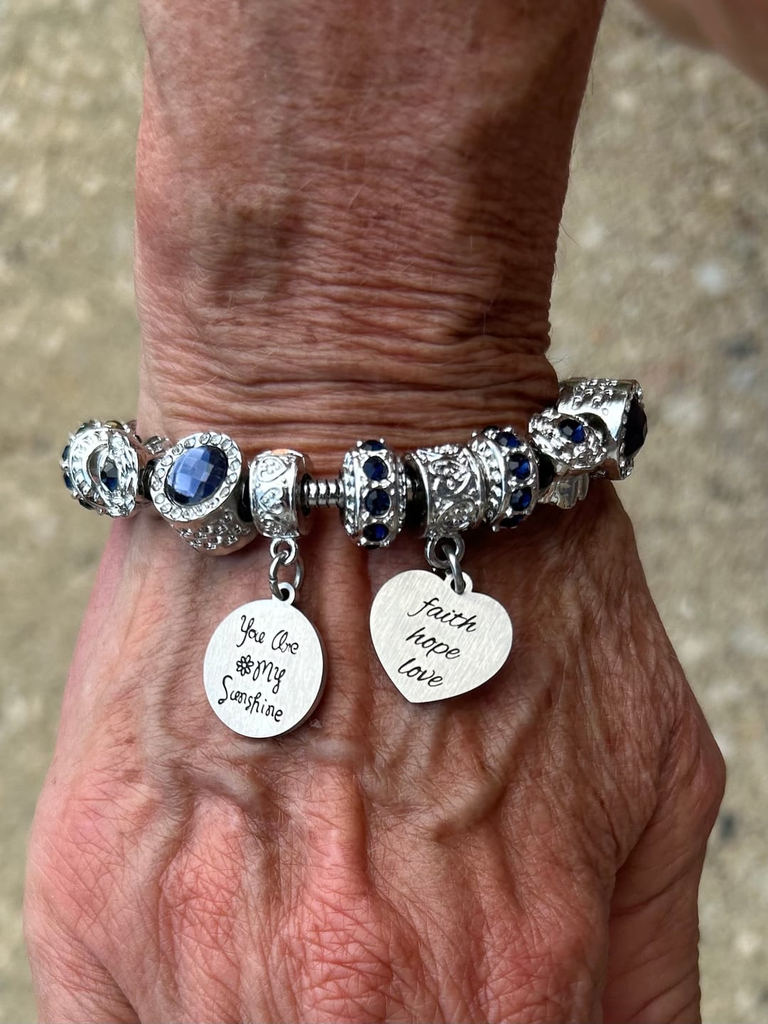 Customer photo review of Faith Hope Love Bracelet