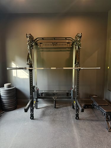 Customer photo review of Major Fitness F35 All-In-One Home Gym Wall-Mount Folding Power Rack