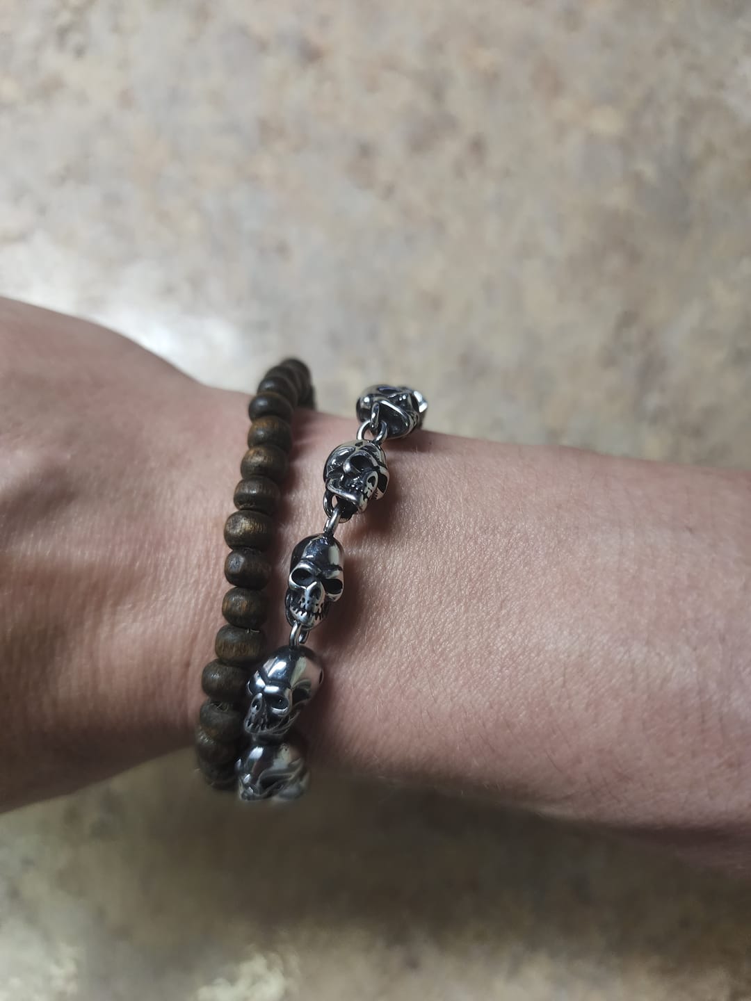 Customer photo review of Skulls Of The Fallen - Stainless Steel Skull Bracelet