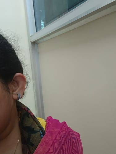 Customer photo review of Silver Sparkling Shine Hoop Earrings