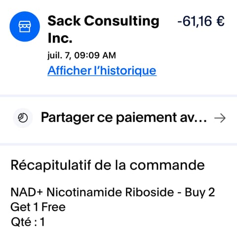 Customer photo review of NAD+ Nicotinamide Riboside