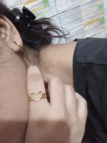 Customer photo review of Small Heart Hoop Earrings