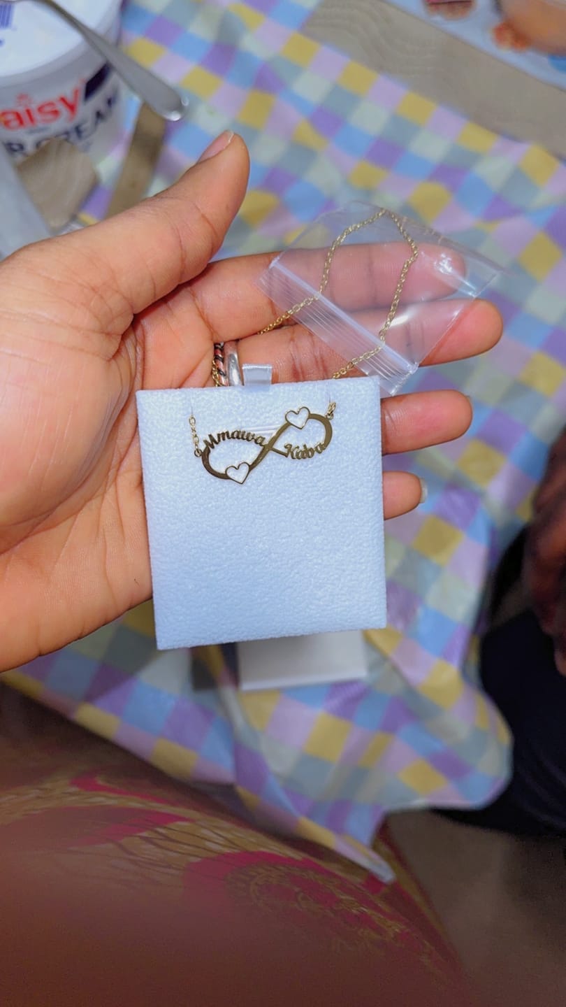 Customer photo review of Infinity Heart Name Necklace
