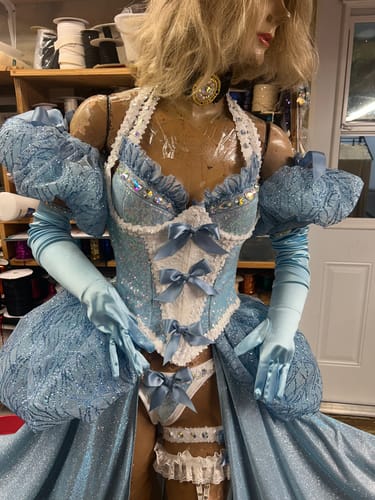 Customer photo review of Baby Blue Glitter Lace on Mesh