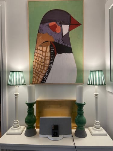 Customer photo review of Green Stripe Scallop Lamp Shade