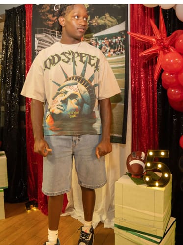 Customer photo review of Godspeed Sunken Liberty Tee Clay