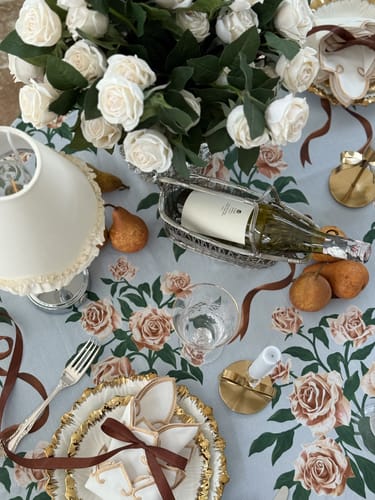 Customer photo review of Chateau Rose Blue Table Cloth
