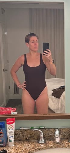 Customer photo review of PIPER Cacao 80s Cut High Leg One Piece
