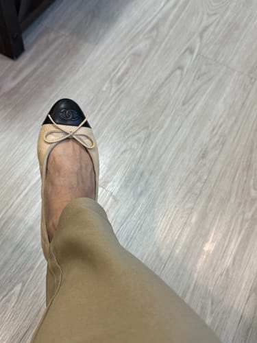 Customer photo review of ballet flats beige black quilted lambskin