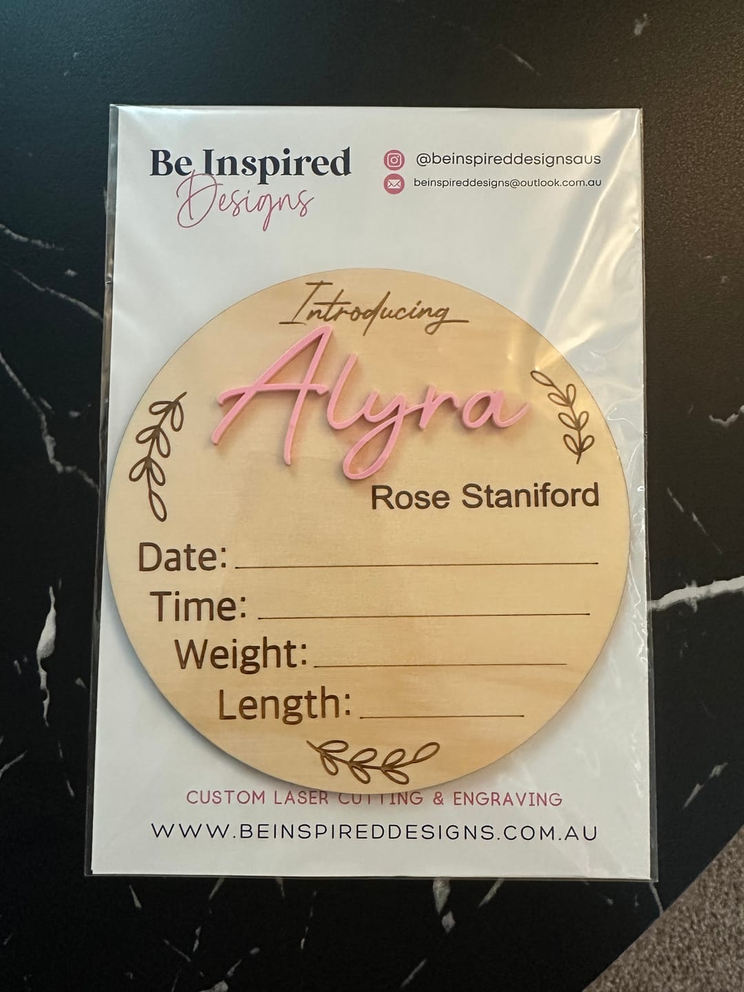 Customer photo review of Personalised Baby Birth Announcement Plaque