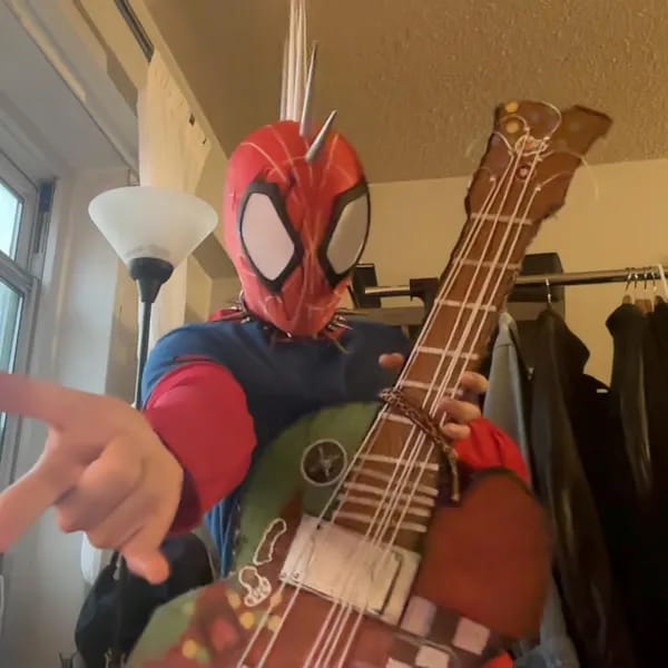 Customer photo review of Spider-Man: Across the Spider-Verse Spider-Punk Mask