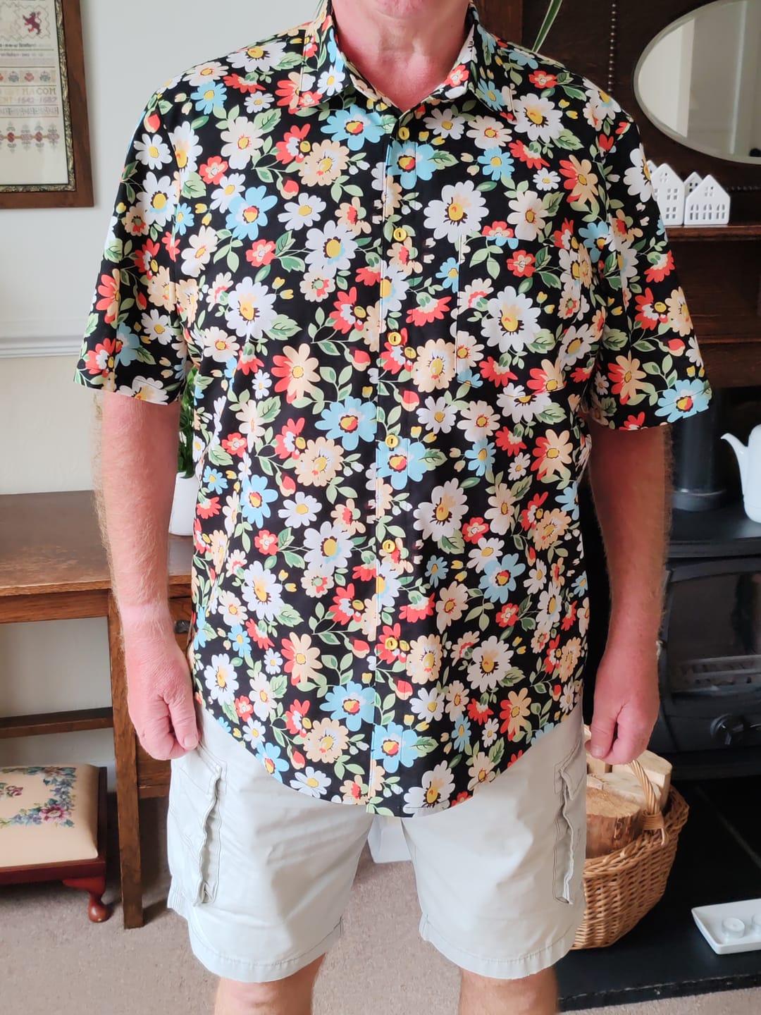 Customer photo review of Blue, Orange and White Floral Cotton Poplin Fabric