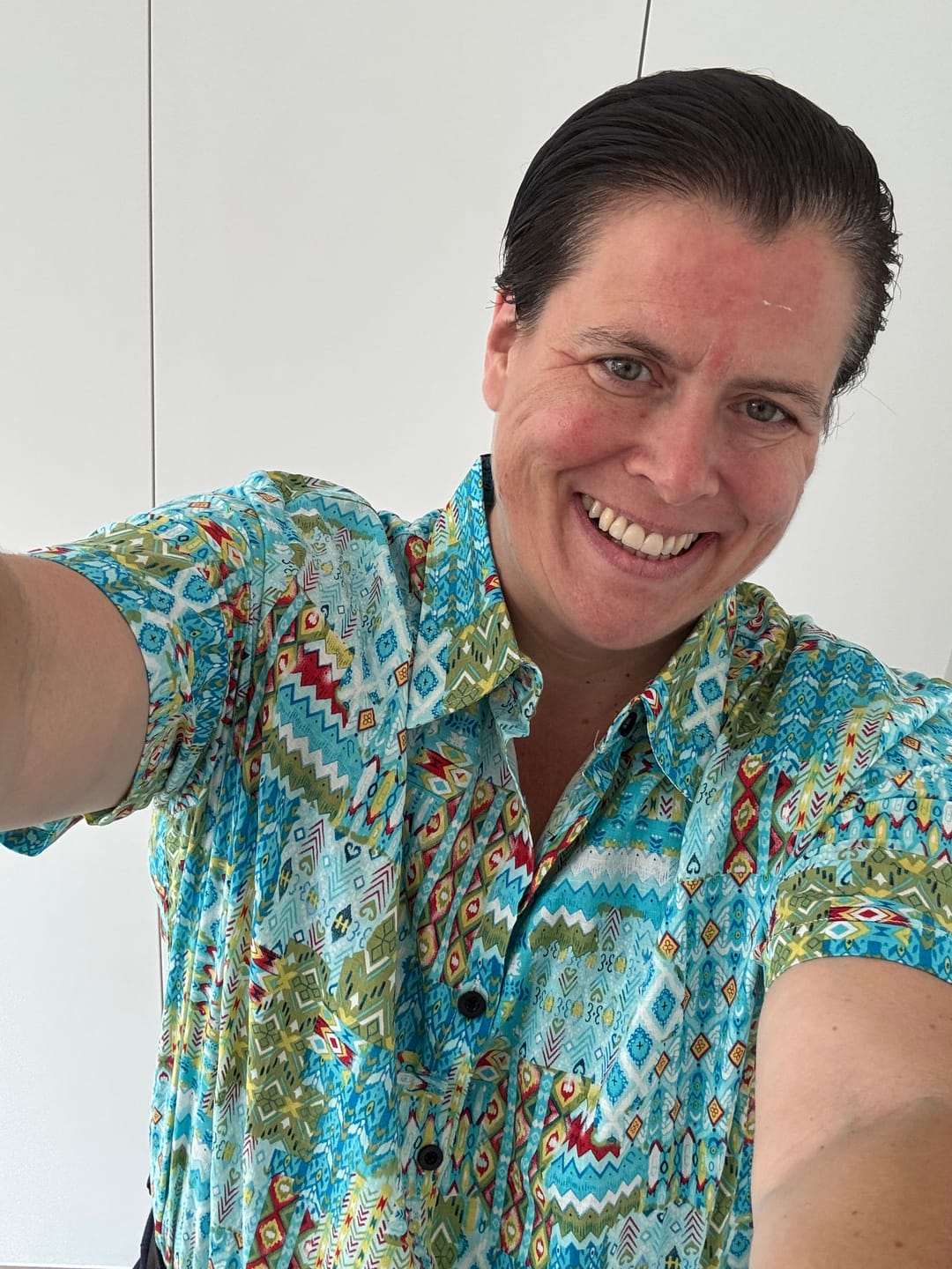 Customer photo review of Men's Boho Short Sleeve Hawaiian Shirt