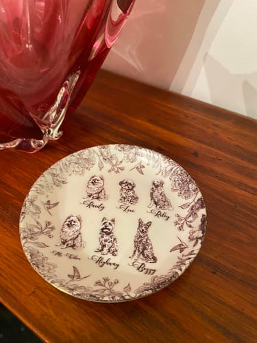 Customer photo review of Dog Custom Breeds Chinoiserie Toile De Jouy - Personalized Jewelry Dish