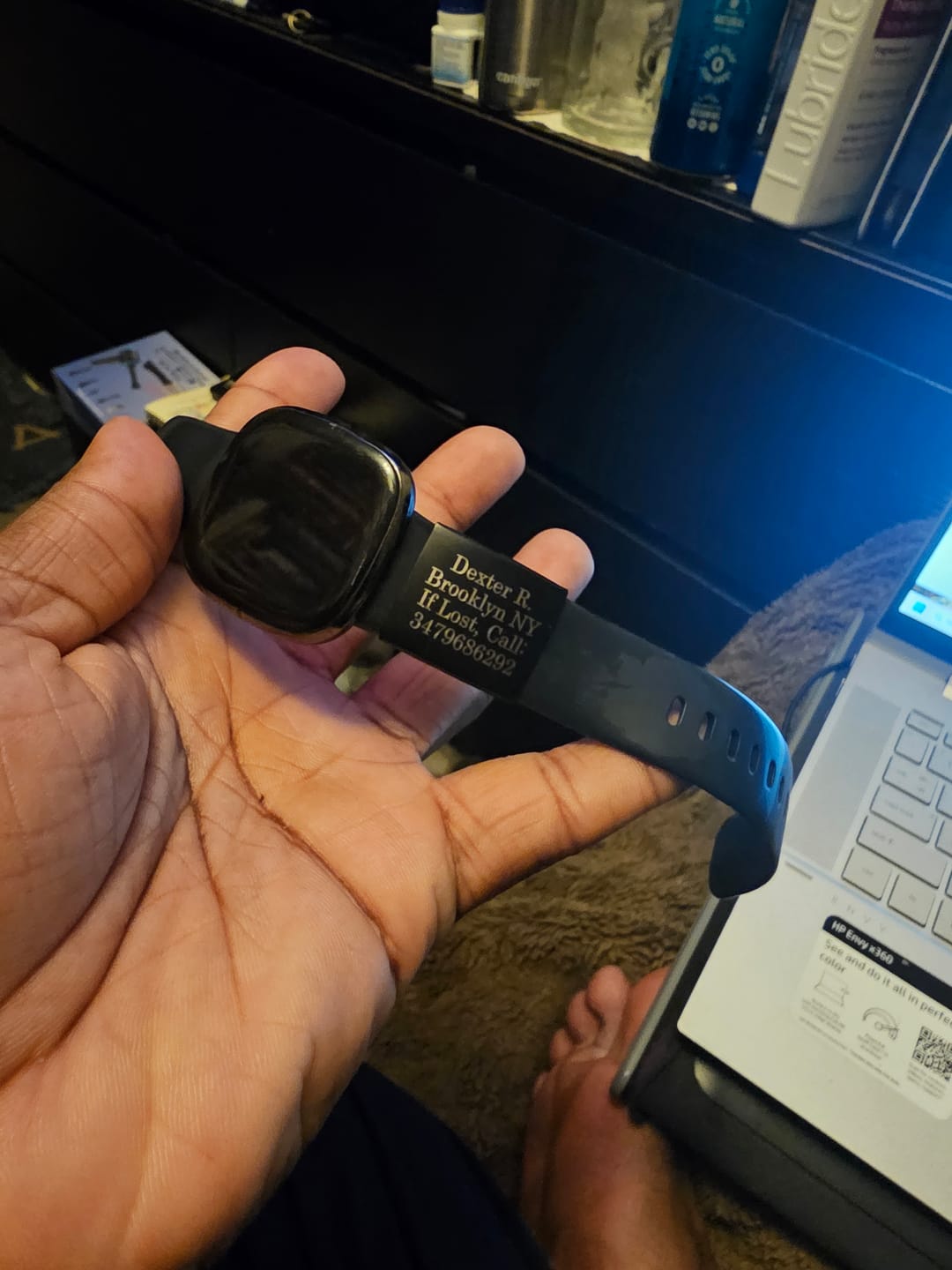 Customer photo review of Personalised ID Tag for Watch Band & Fitness Trackers
