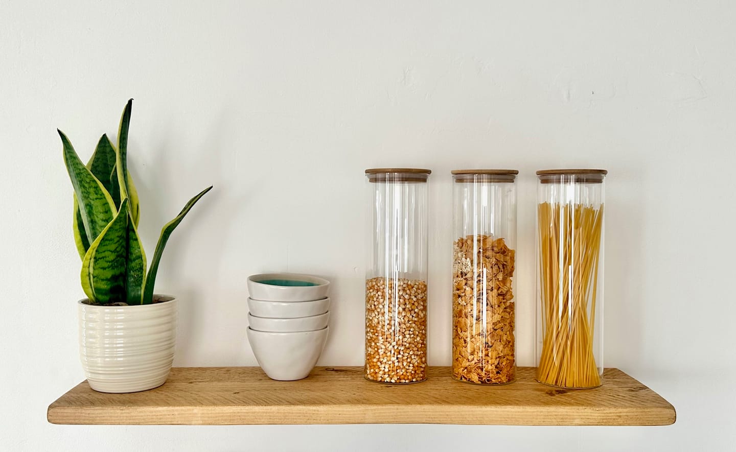 Customer photo review of Set of 3 2000 ML Bamboo Glass Pantry Jars